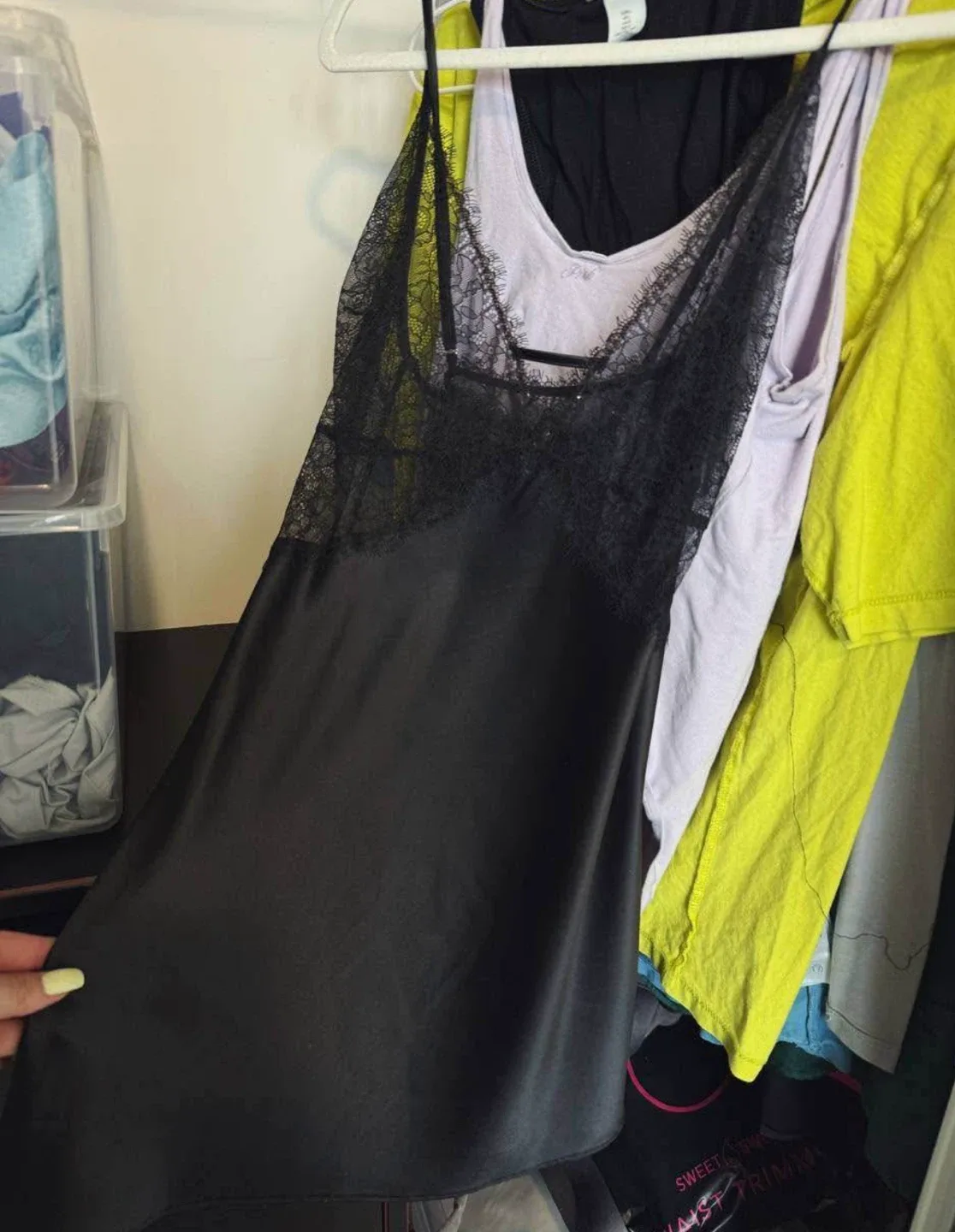 Victoria's Secret Black Lace Cami Slip, XL thumbnail