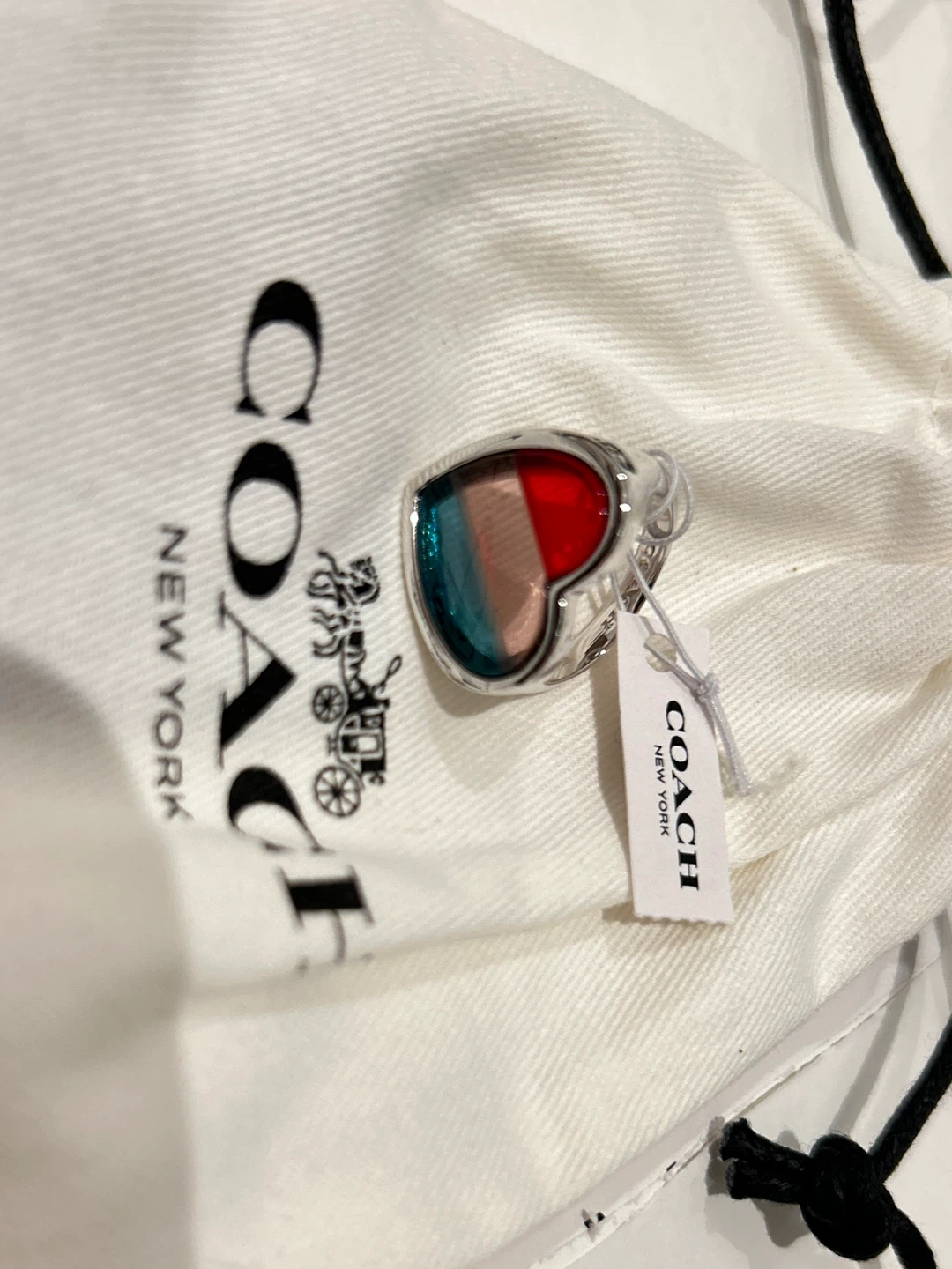 Brand New Coach retail 1941 Collection Rainbow heart  ring - photo 2
