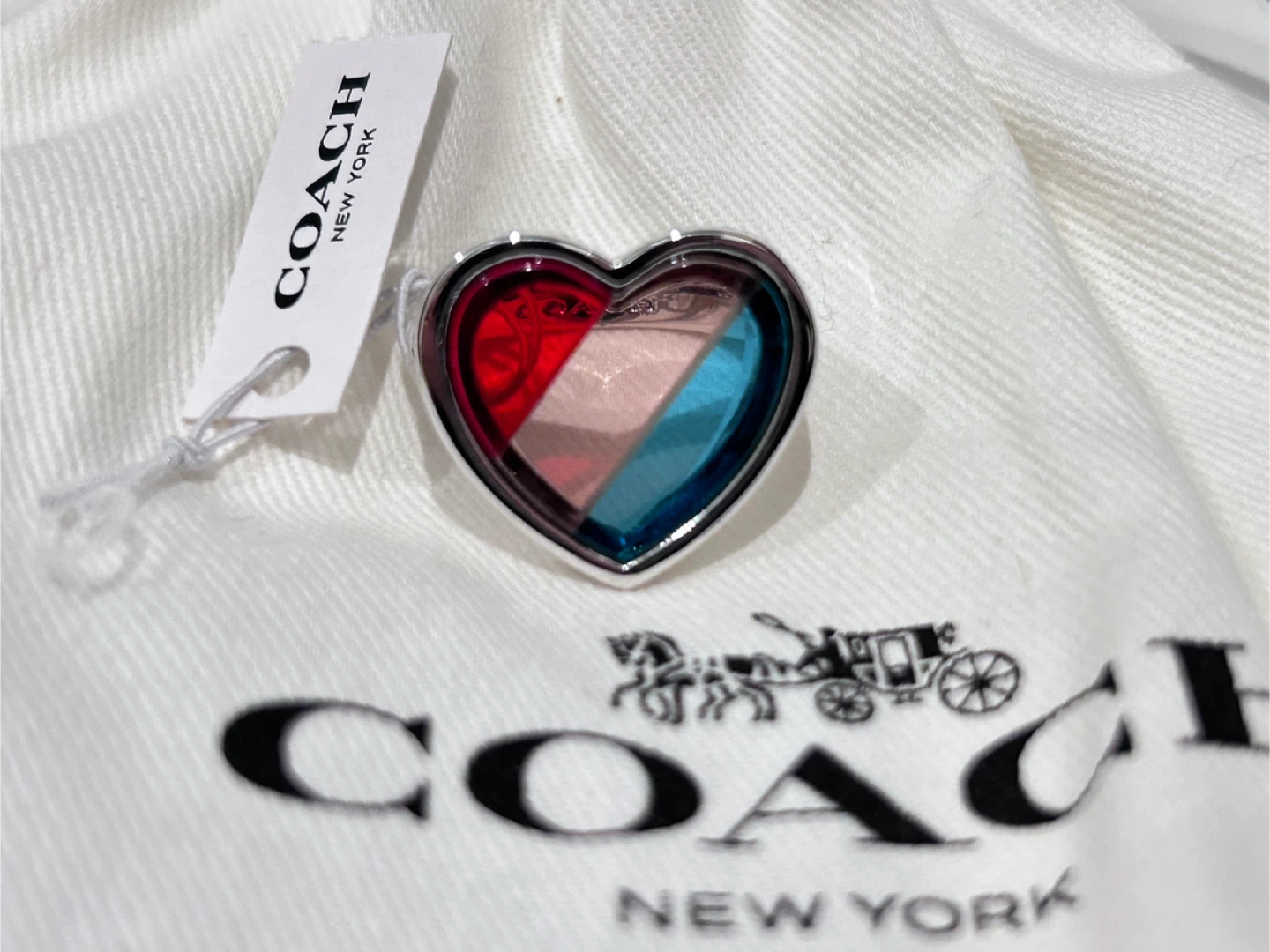 Brand New Coach retail 1941 Collection Rainbow heart  ring