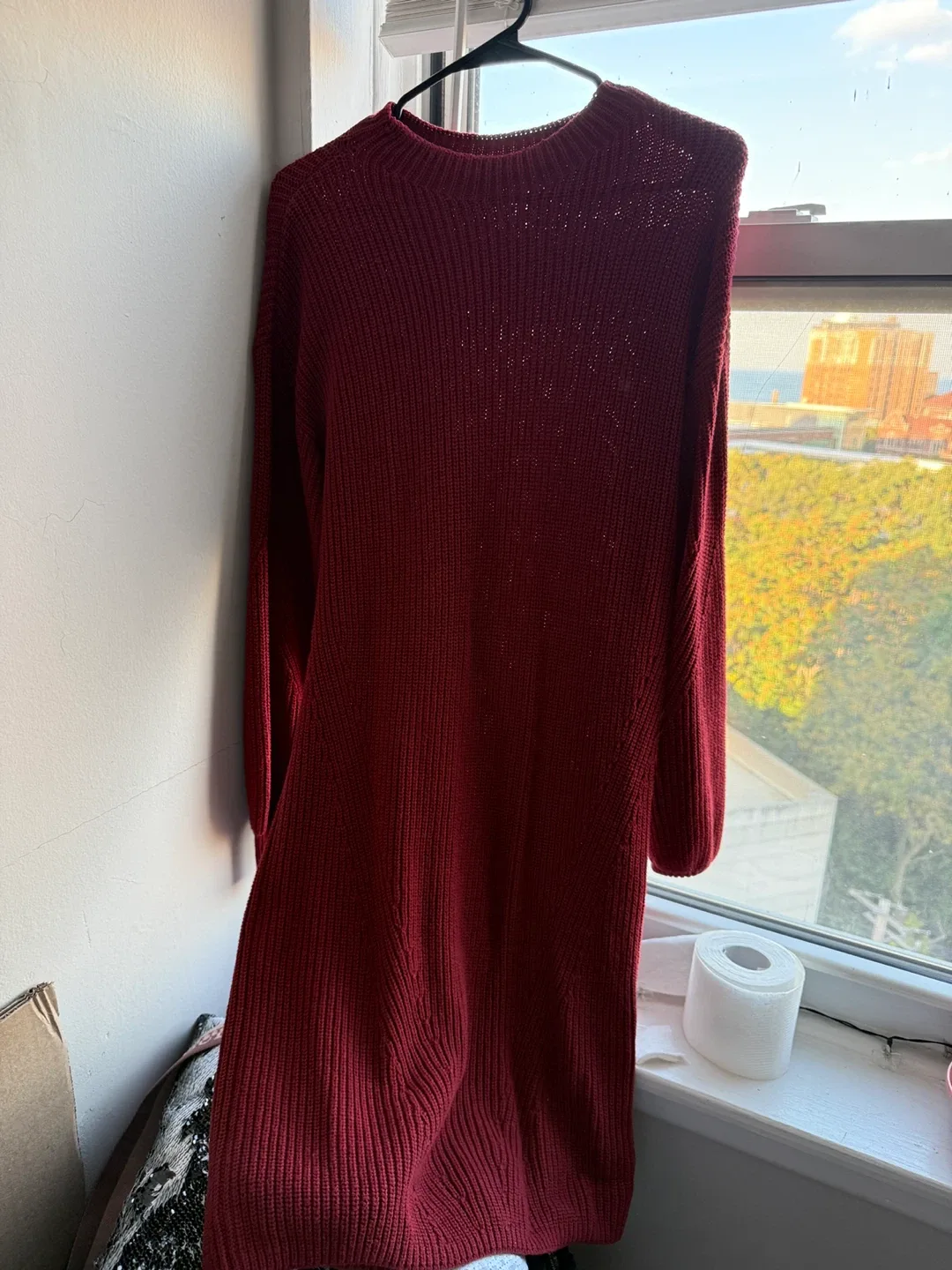 Style & Co. Burgundy Knit Dress - Size PL thumbnail