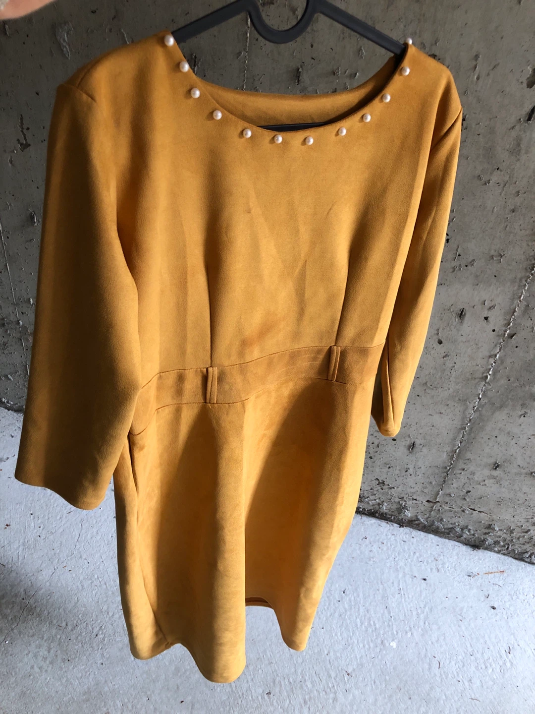 Suede Dress - Mustard Yellow
