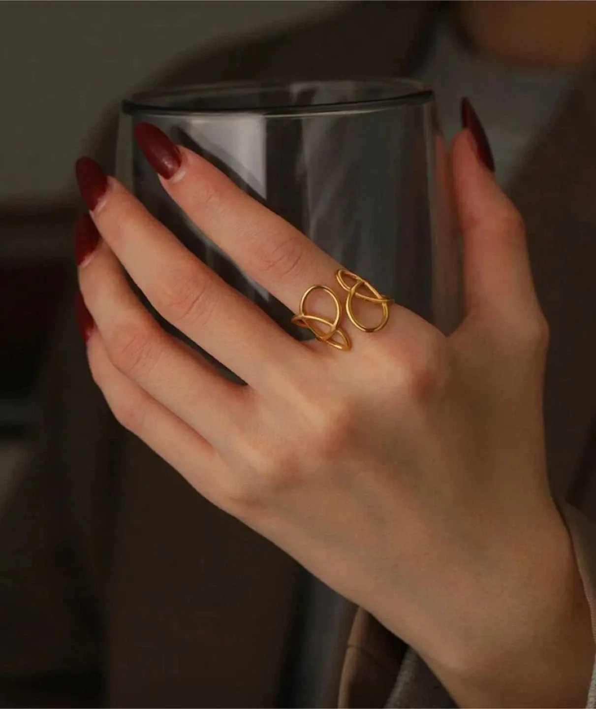 Stylish Gold-Tone Openwork Ring thumbnail
