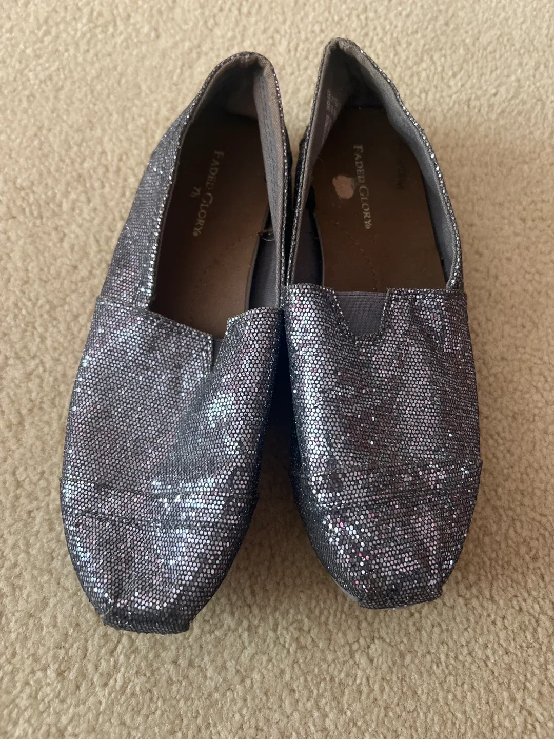 Faded Glory Girls' Glitter Slip-On Shoes - Size 7.5 image indicator(2)