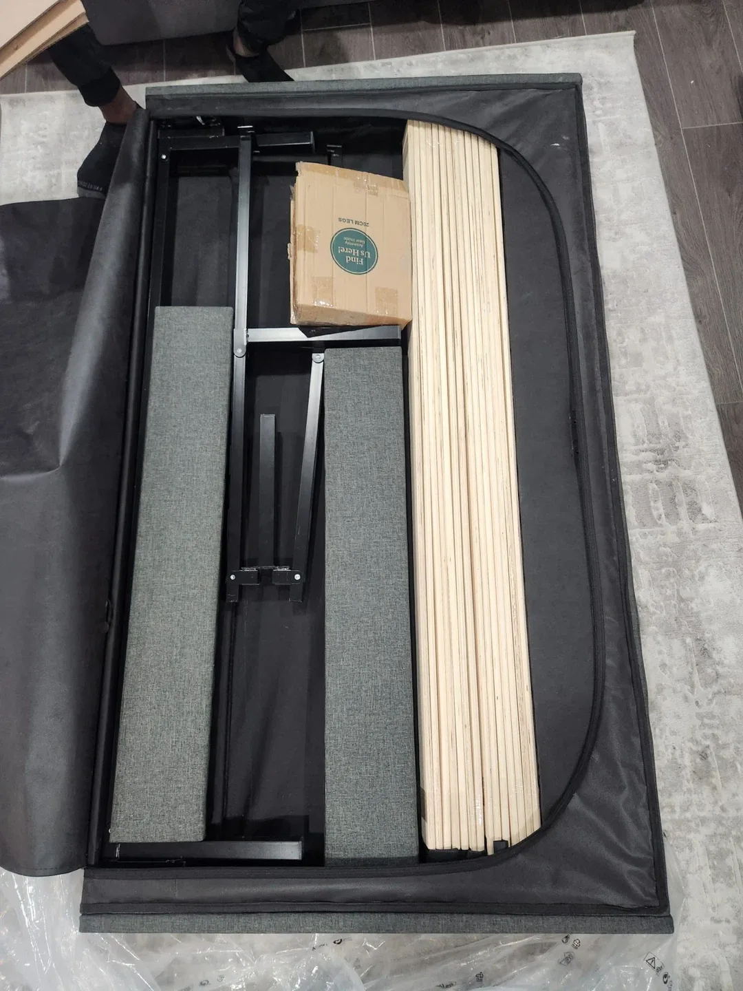 Upholstered Bed Frame with Headboard - Grey image indicator(3)