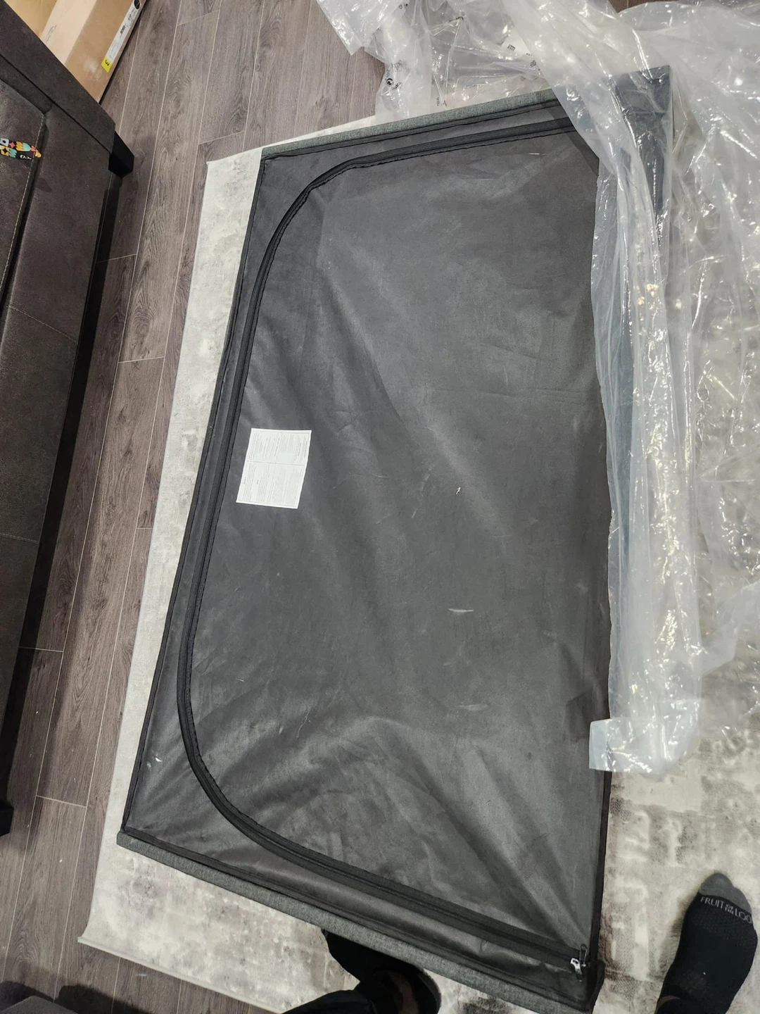 Upholstered Bed Frame with Headboard - Grey - photo 4