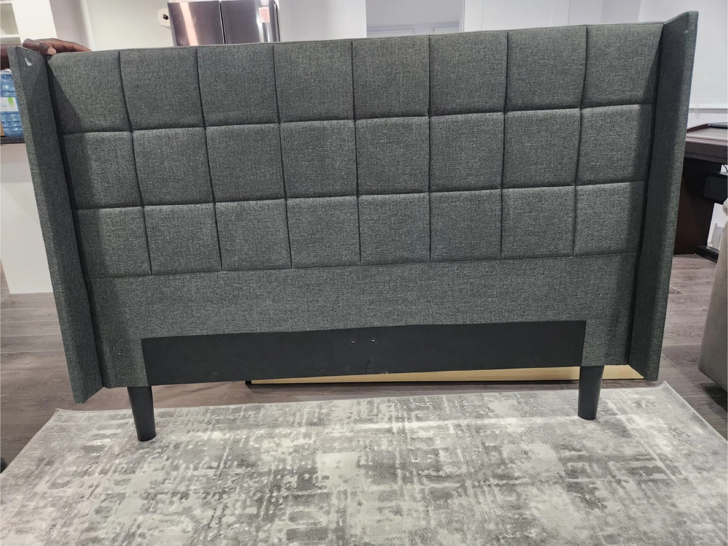 Upholstered Bed Frame with Headboard - Grey