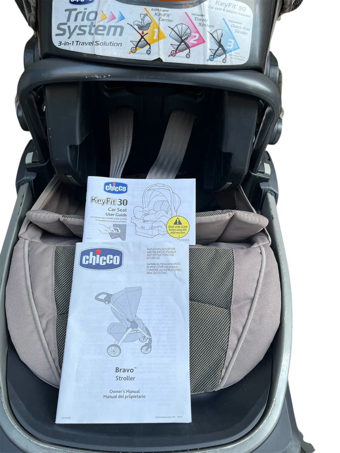 CHICCO BRAVO 3in1 TRIO TRAVEL SYSTEM QUICK-FOLD STROLLER. - photo 4