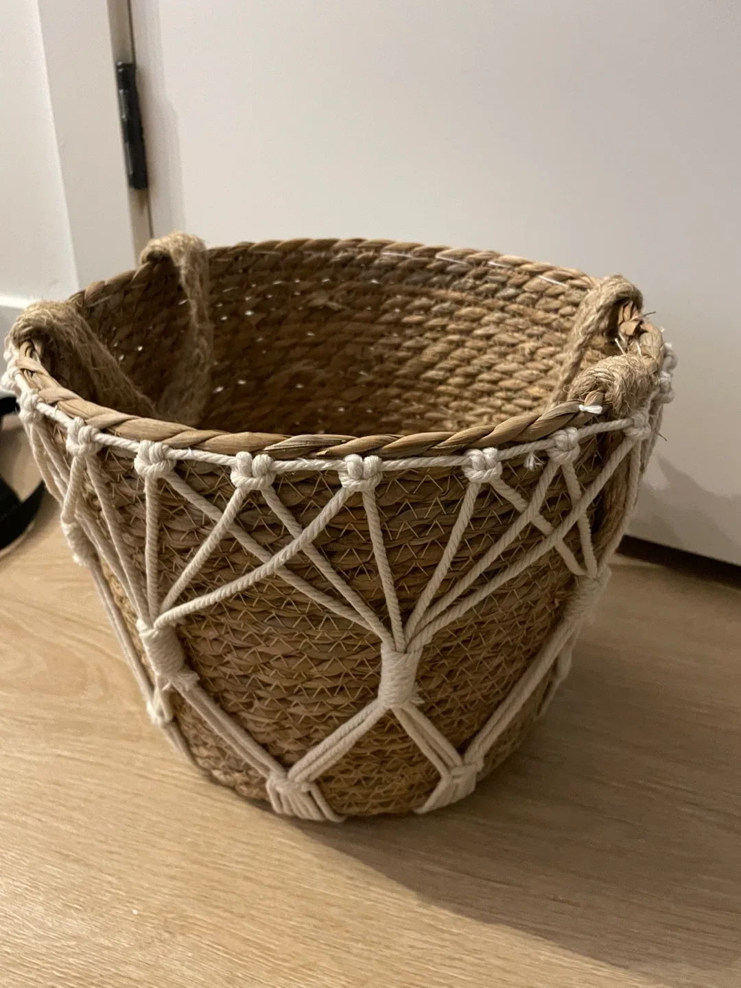 Woven Basket with Macrame Detail thumbnail