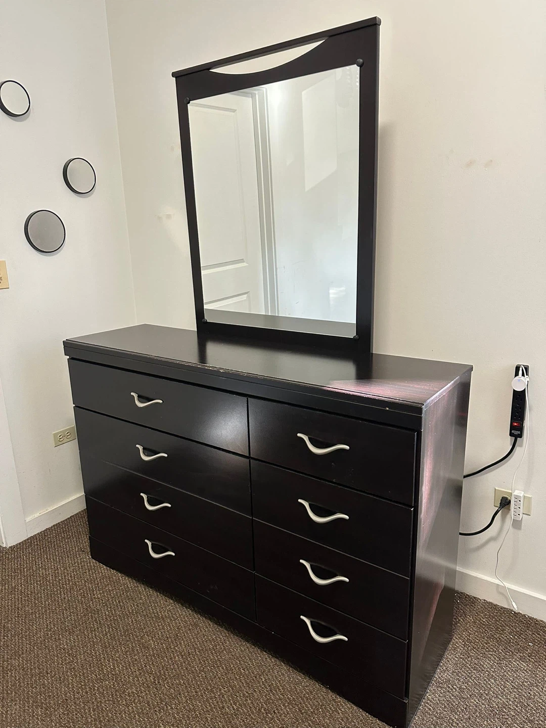 Dark Brown Dresser with Mirror & Headboard - photo 2