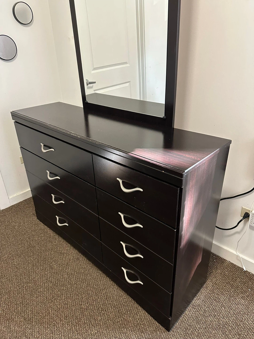 Dark Brown Dresser with Mirror & Headboard - photo 3