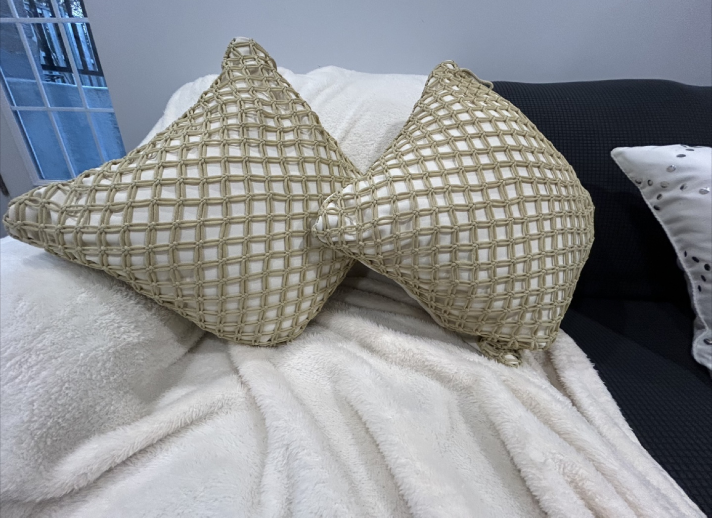 Decorative Beige Throw Pillows - Set of 2
