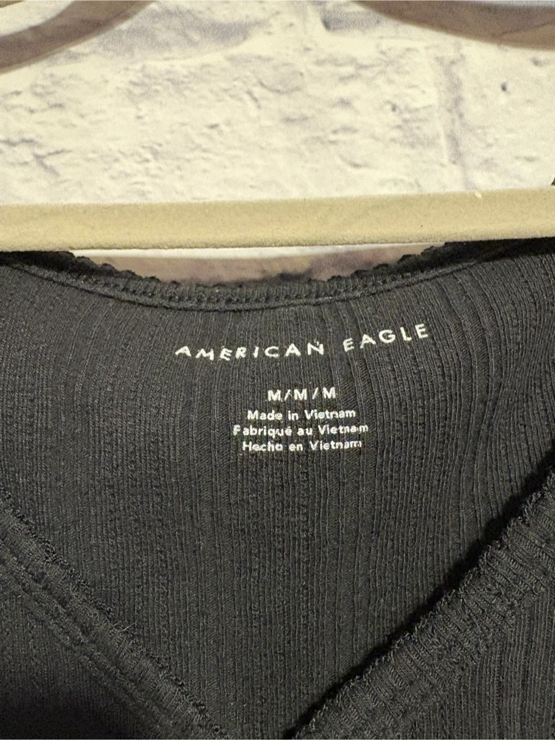 American Eagle Black Long Sleeve Top - Size M image indicator(3)