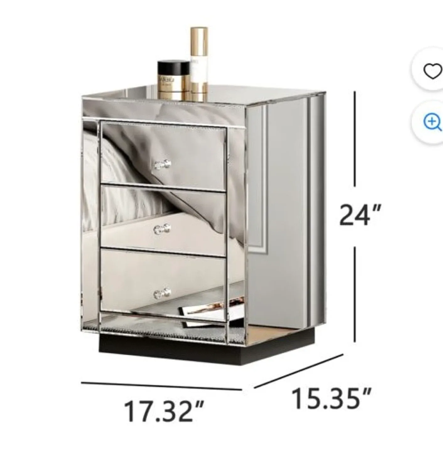 Mirrored 3-Drawer Nightstand image indicator(2)