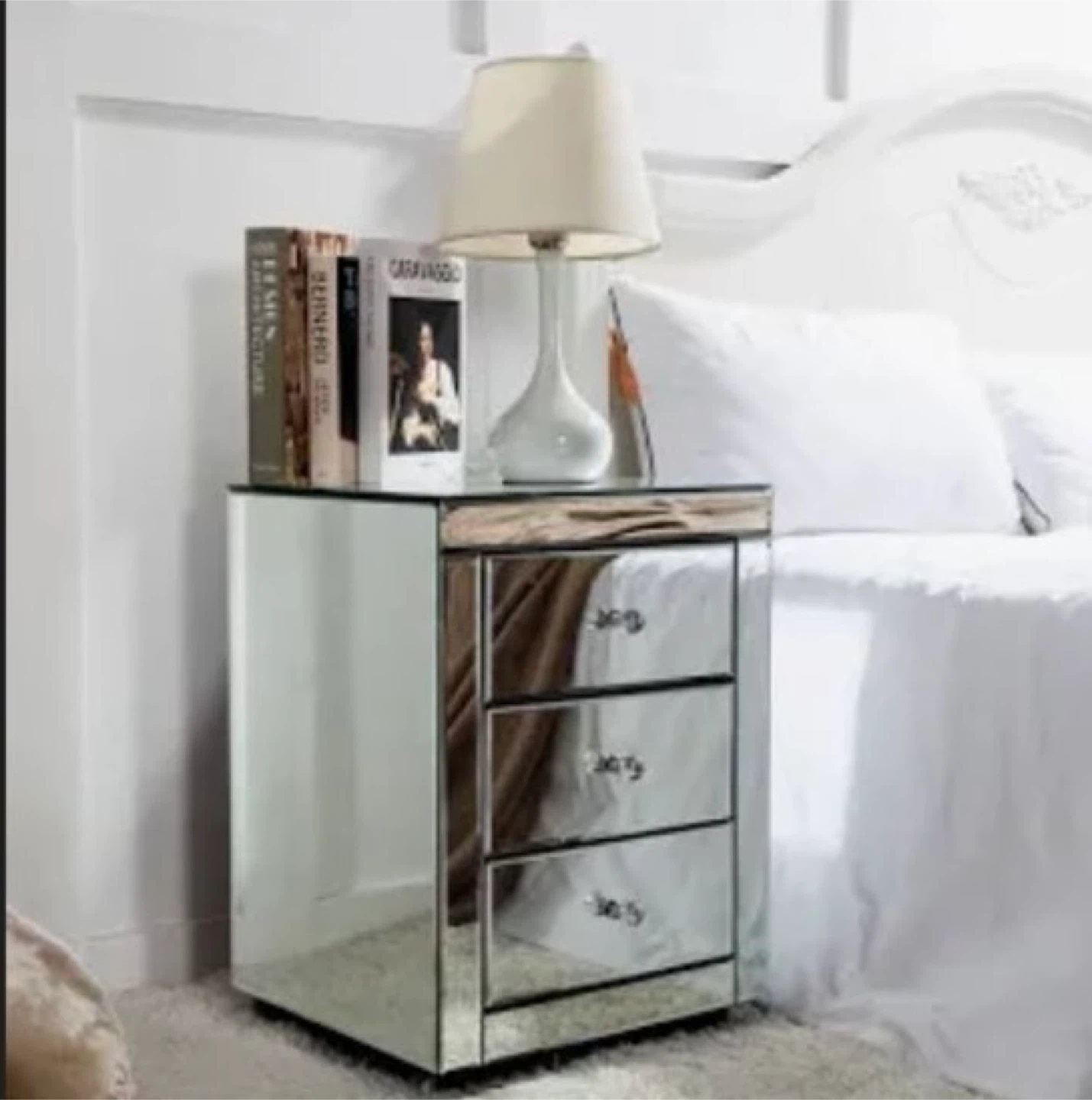 Mirrored 3-Drawer Nightstand - photo 3