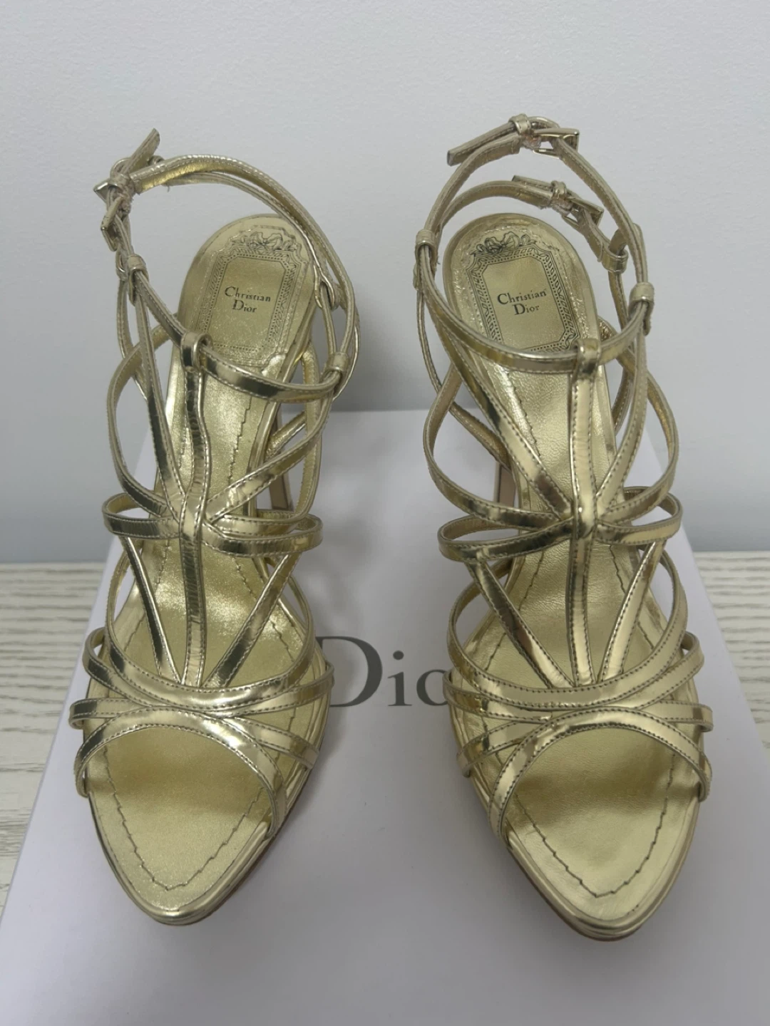 Dior Gold Strappy Heels