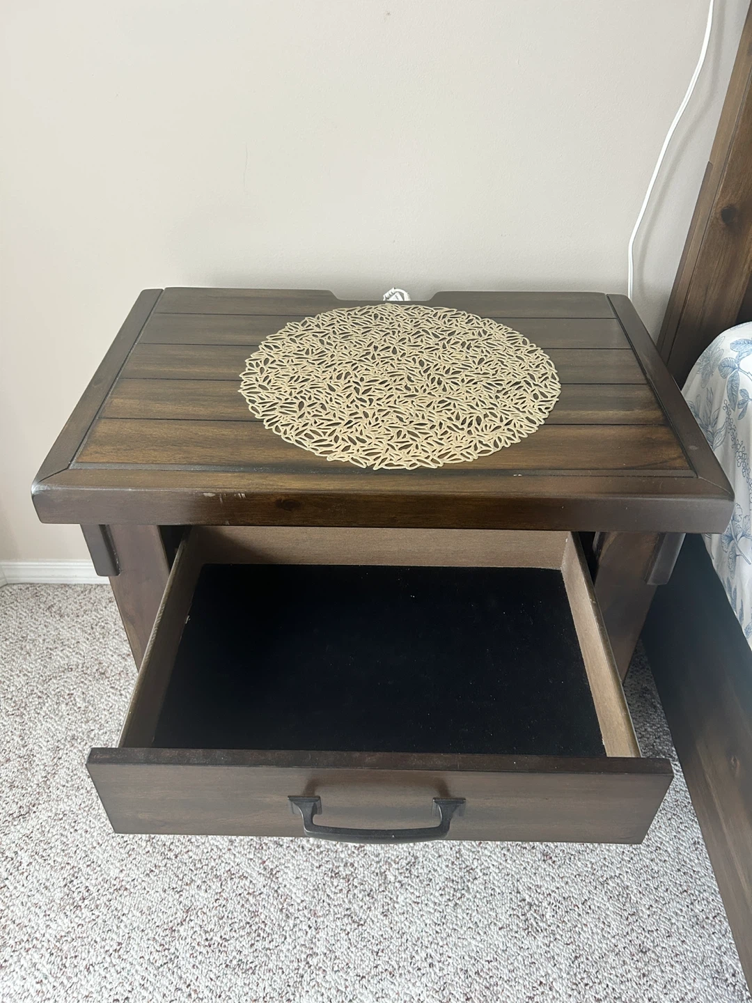 Wood Bedroom Set with Bed and Nightstands - photo 3