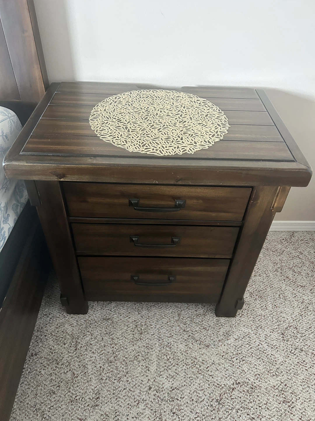 Wood Bedroom Set with Bed and Nightstands - photo 2