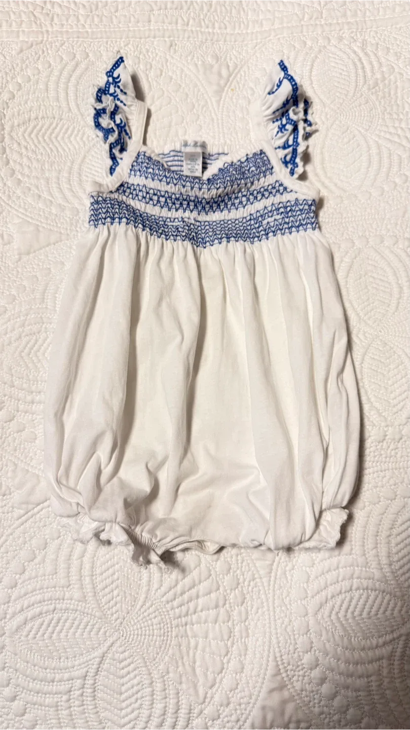 Ralph Lauren White & Blue Romper - 12M image indicator(3)