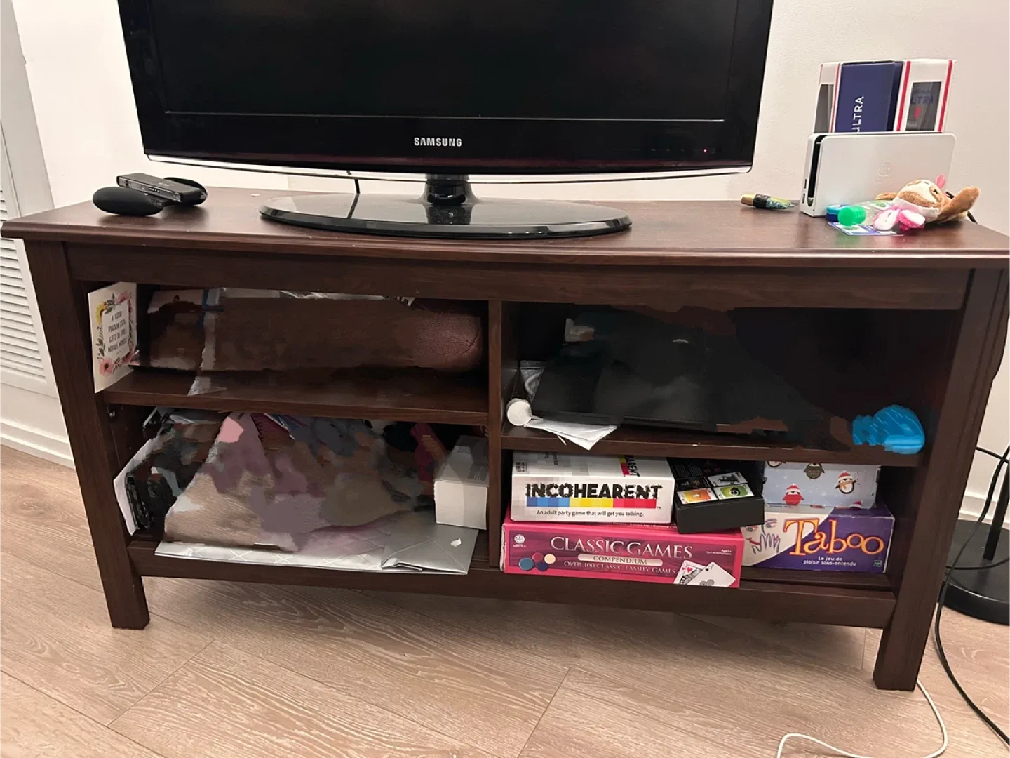 Dark Brown Wooden TV Stand thumbnail