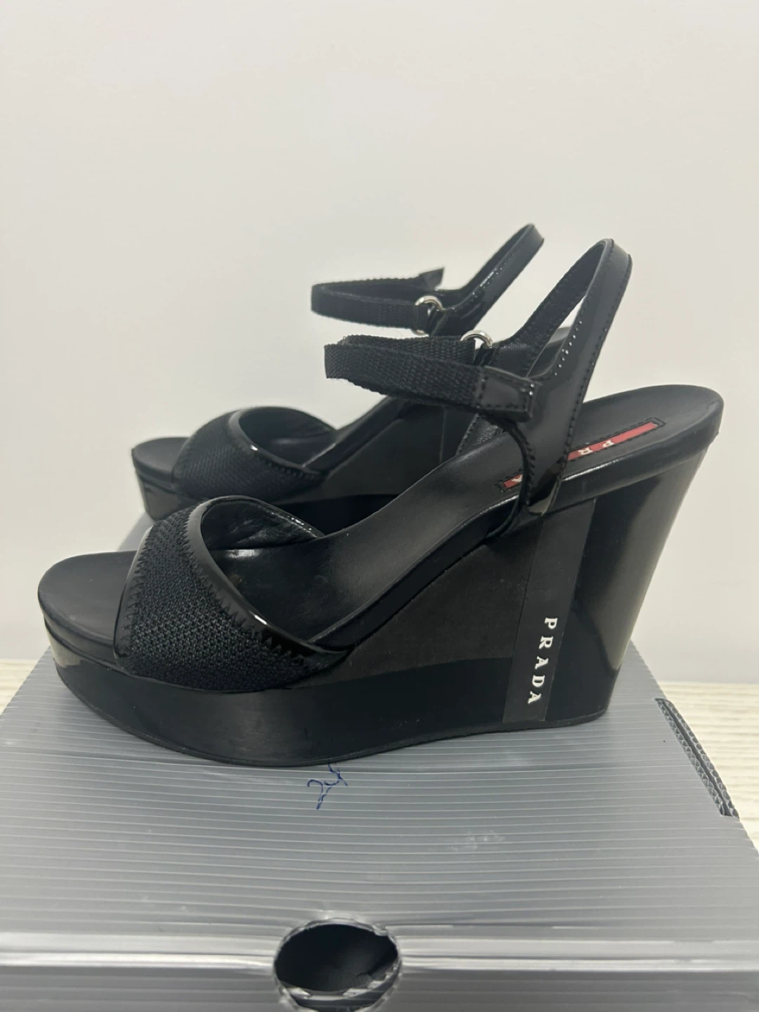 Prada Black Wedge Sandals - photo 3