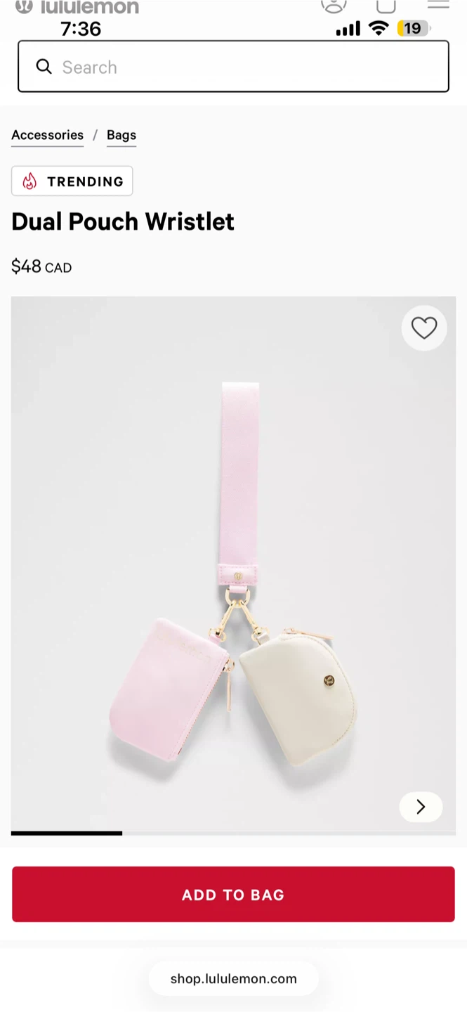 (Blissful Pink/Light Ivory) Lululemon Dual Pouch Wristlet - photo 2