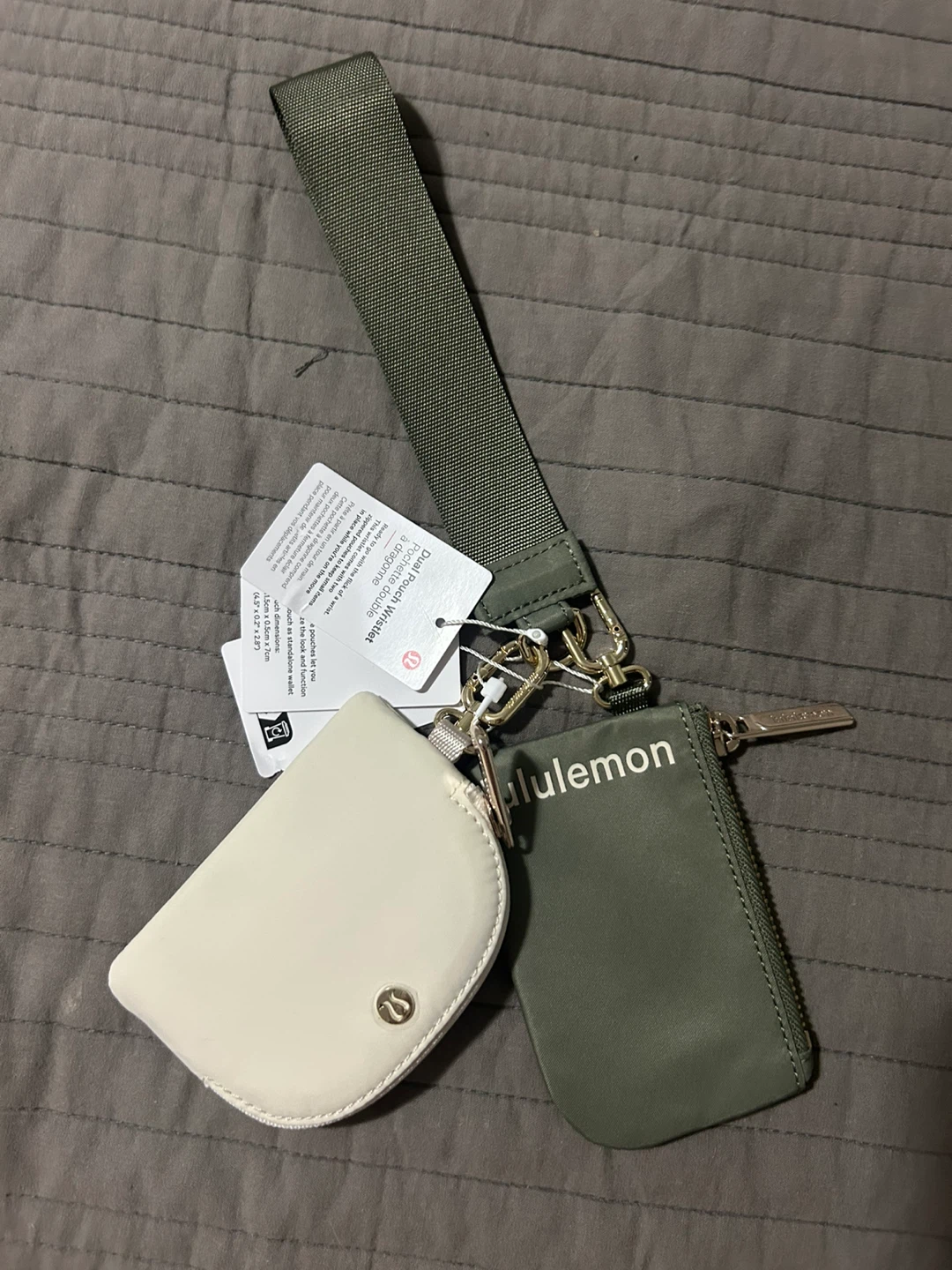 (Grey Eucalyptus/Bone) Lululemon Dual Pouch Wristlet