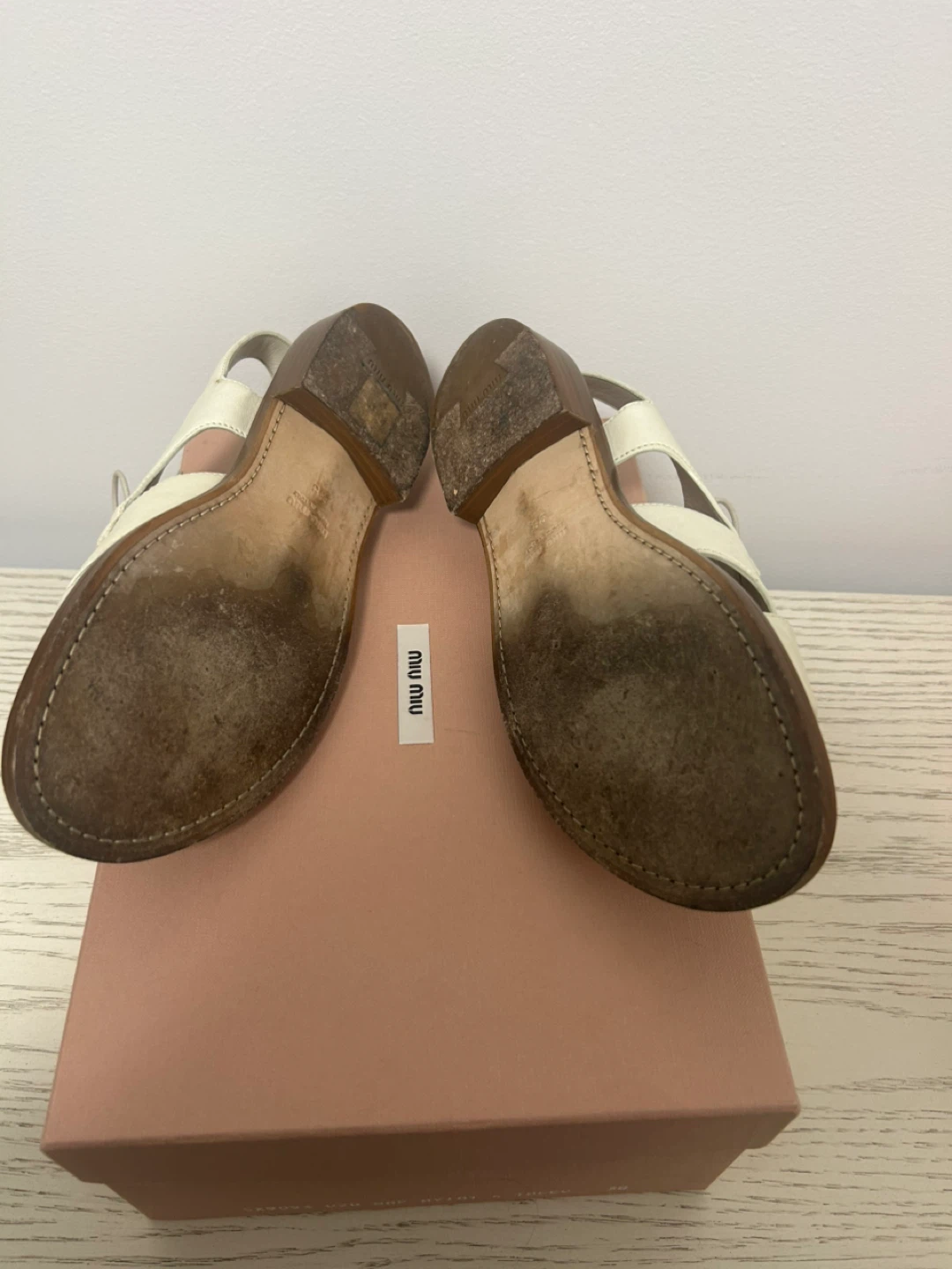 Miu Miu White Leather Sandals Size 38 - photo 4