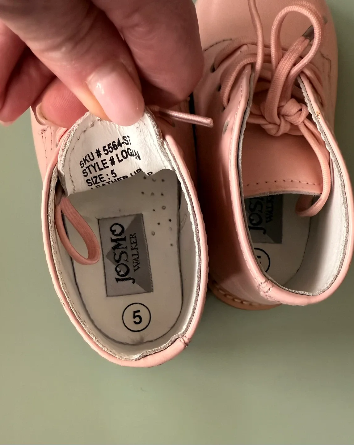 Josmo Classic Pink Leather Baby Hightops- Size 5 image indicator(6)