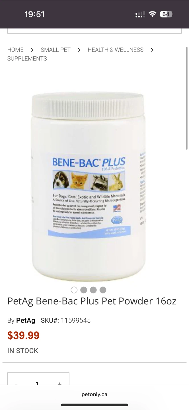 PetAg Bene-Bac Plus Pet Powder 16oz