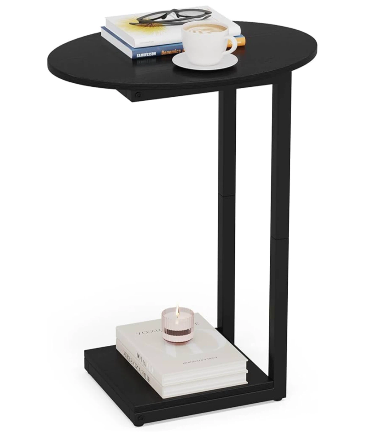 Black C-Shaped Side Table - photo 2