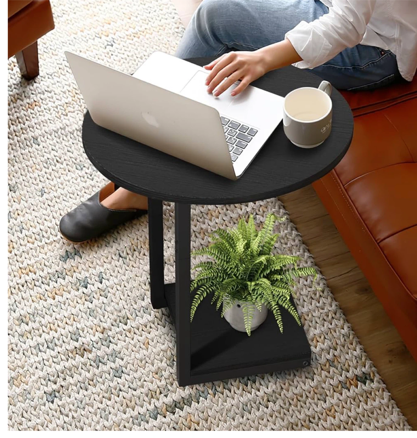 Black C-Shaped Side Table - photo 4