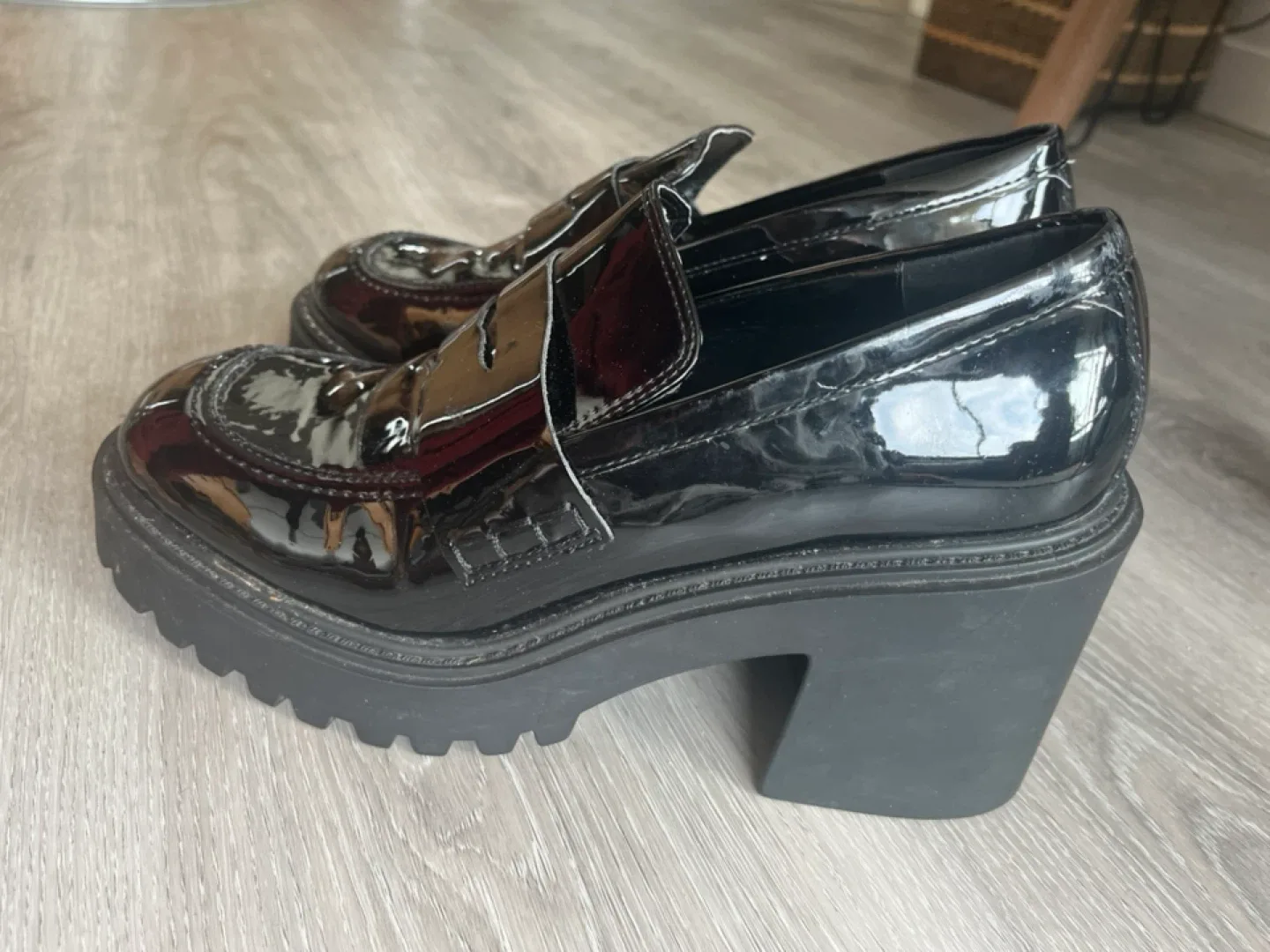 Steve Madden Black Patent Leather Platform Loafers image indicator(3)