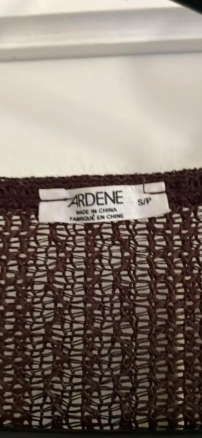 Ardene Brown Sheer Tie-Front Top - Size S image indicator(2)