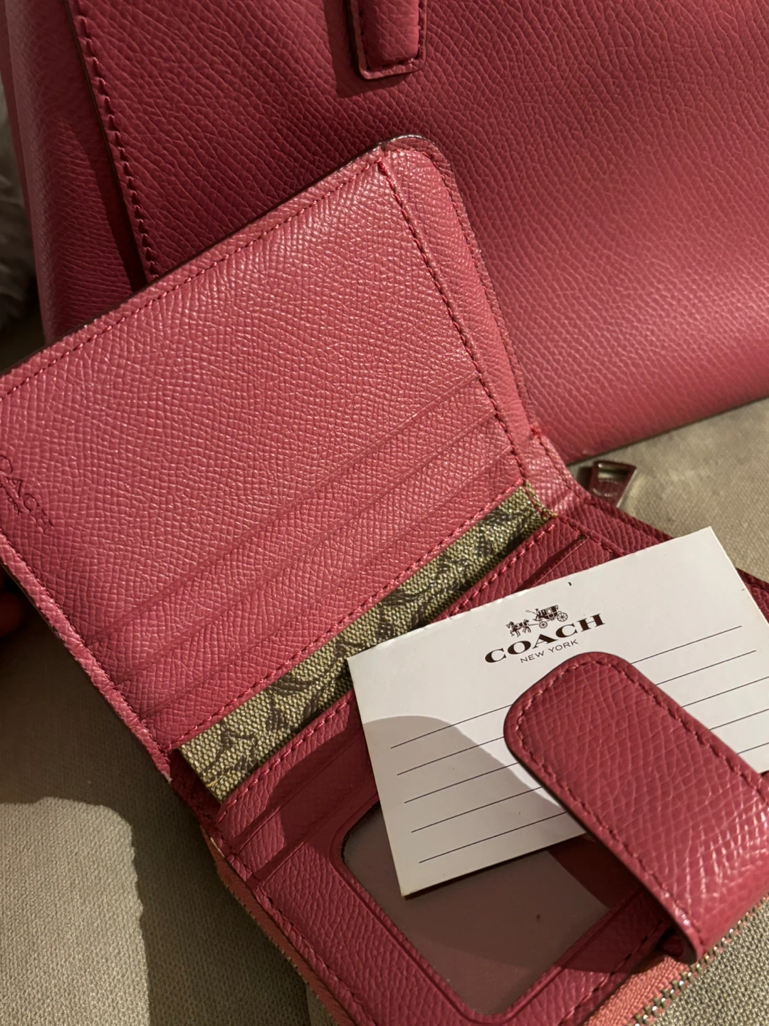 Coach Pink Leather Handbag with Wallet (On Sale) - photo 5