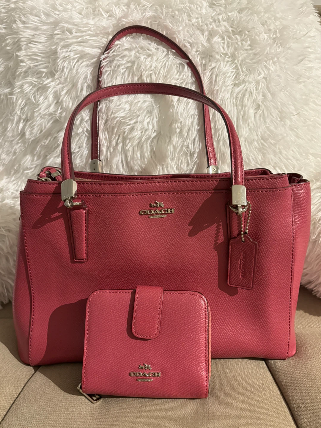 Coach Pink Leather Handbag with Wallet (On Sale)