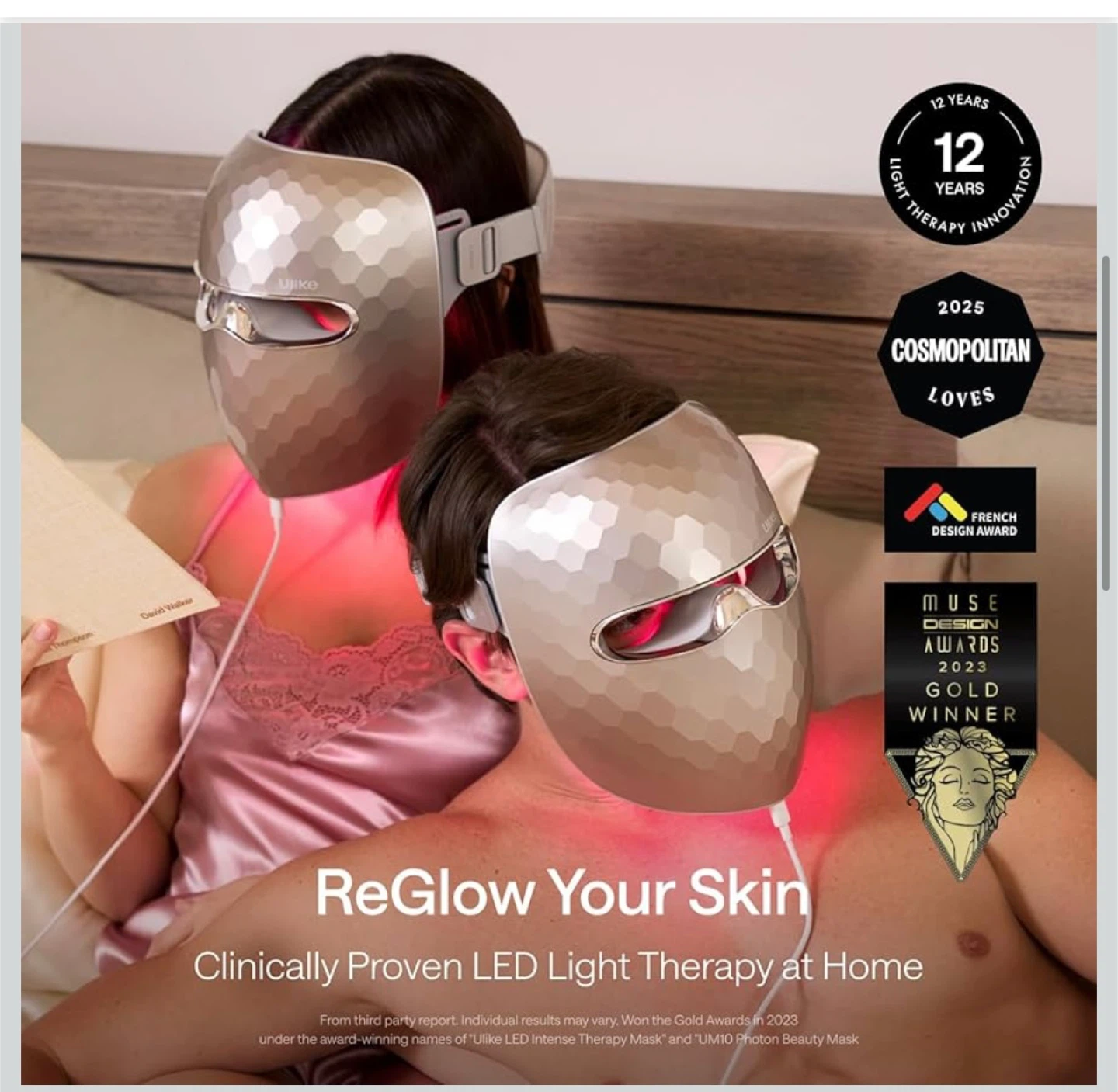 Ulike ReGlow LED Light Therapy Mask - Gold - photo 3