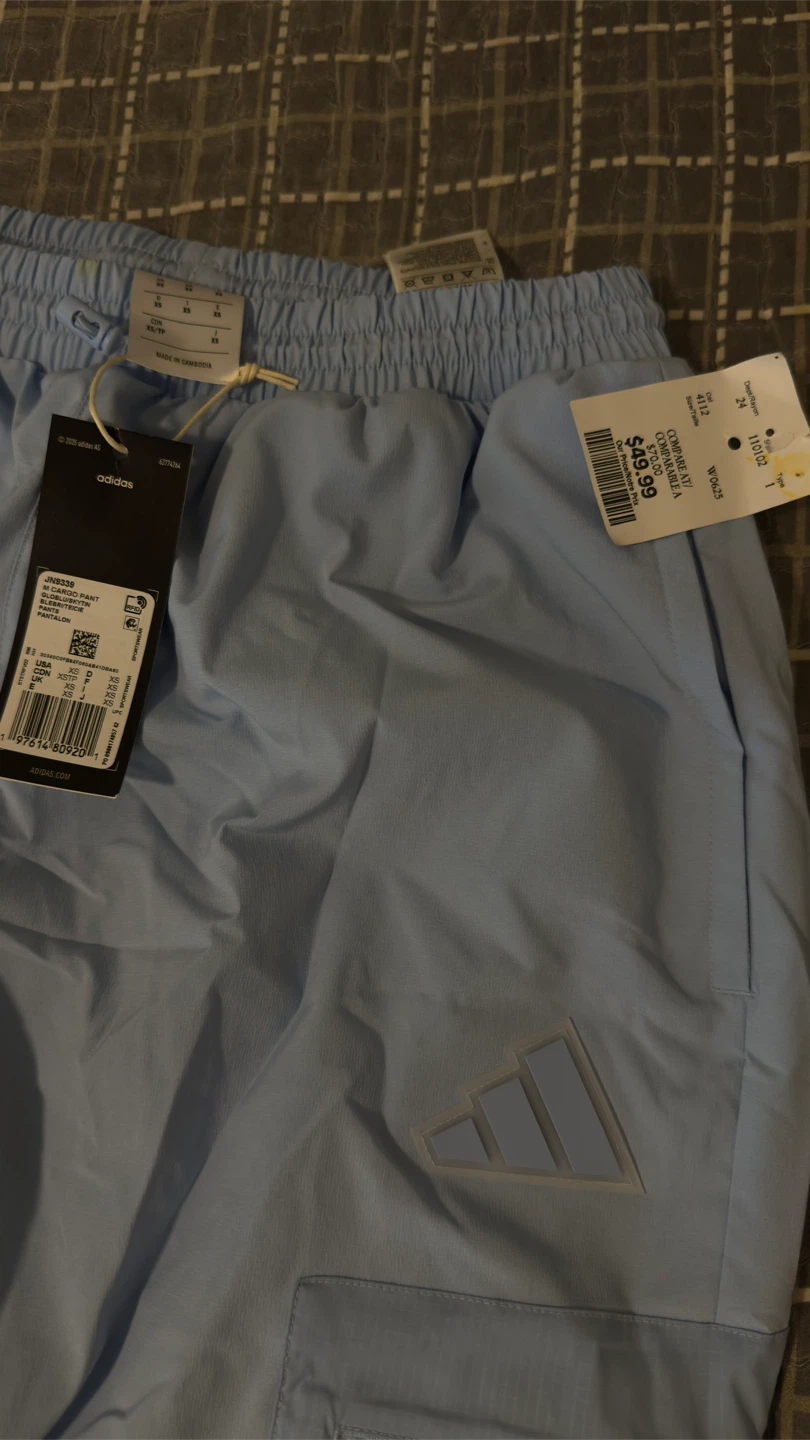 New Adidas JN9339 Cargo Pants XS Light Blue - photo 3