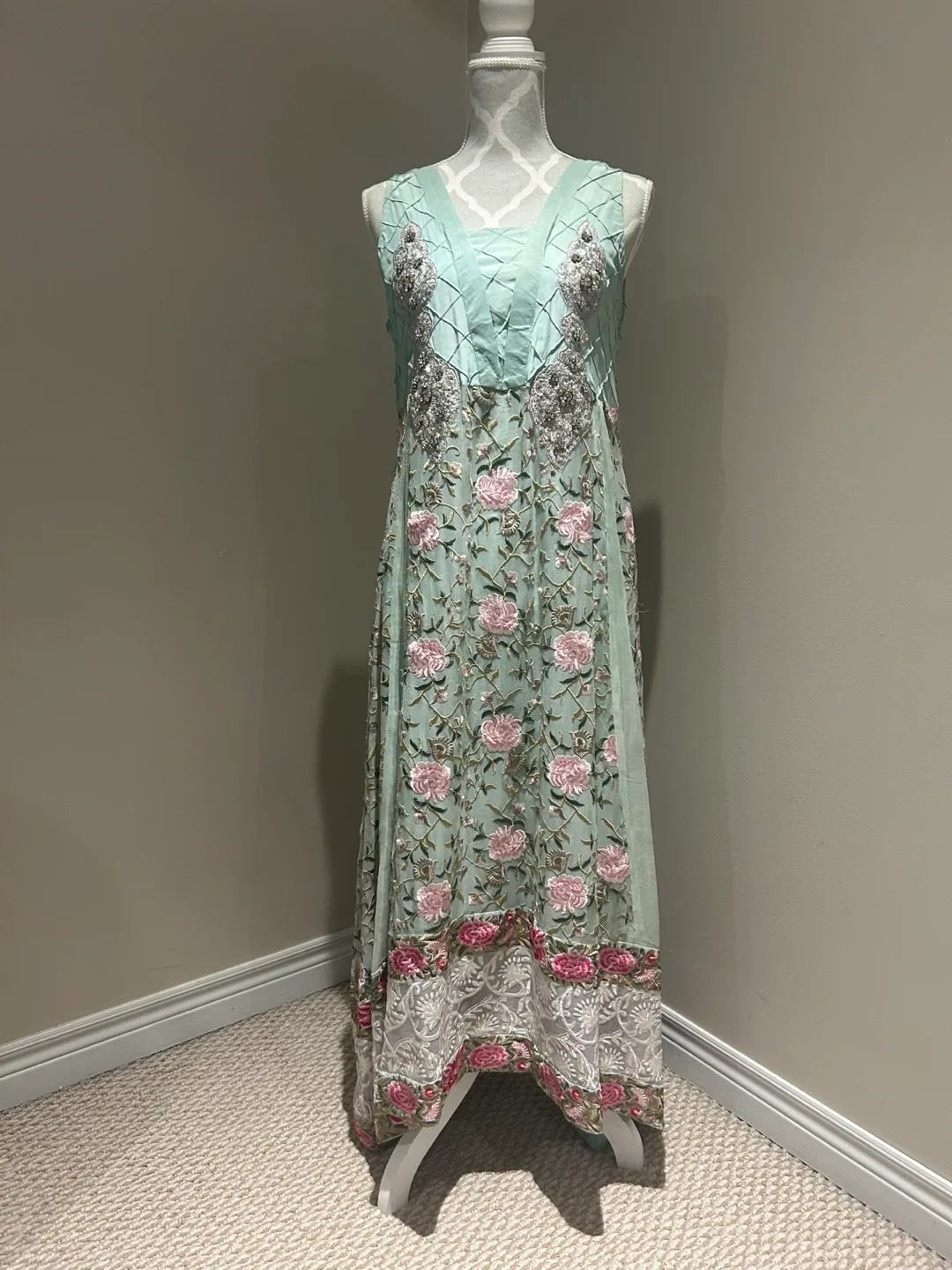 Floral Embroidered Dress with Shawl thumbnail