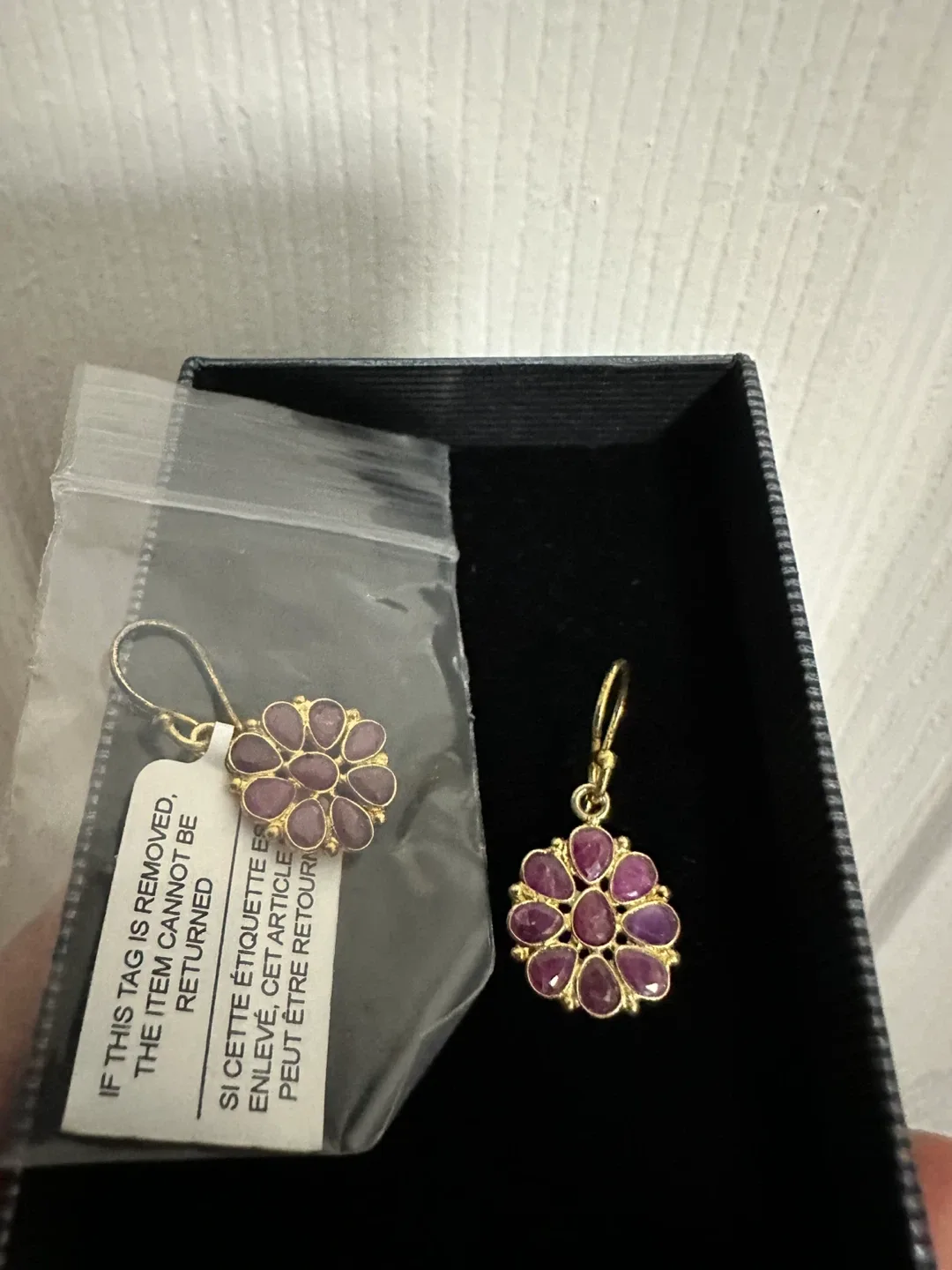 Flower Design Earrings Sterling silver 925 garnet thumbnail