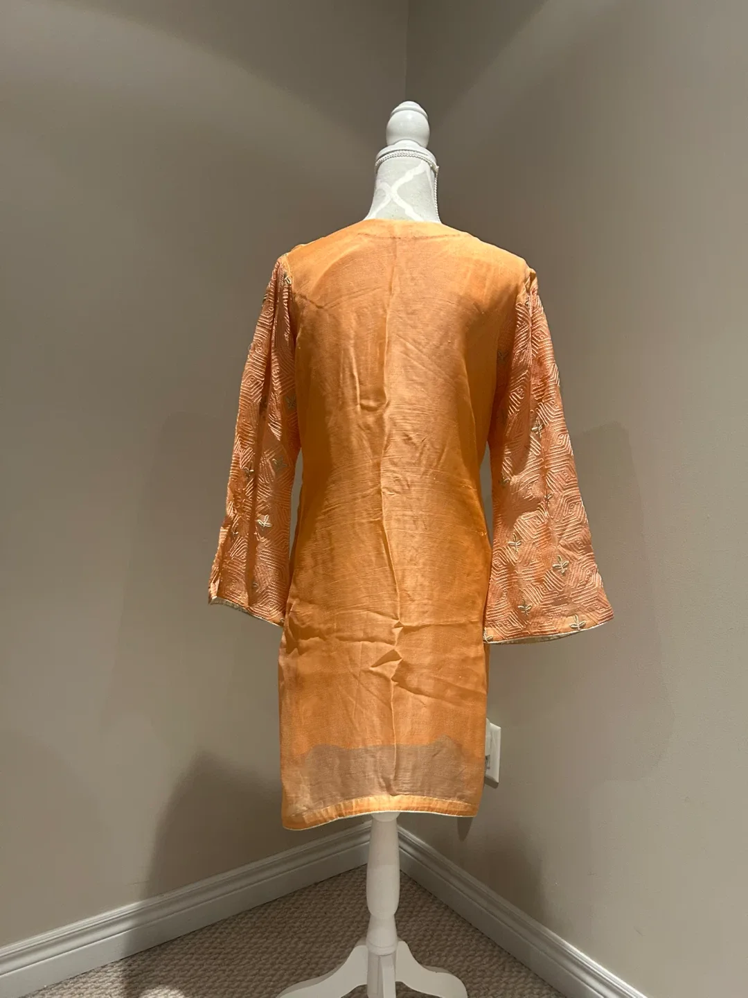 Peach Embroidered Kurti with Pants image indicator(2)