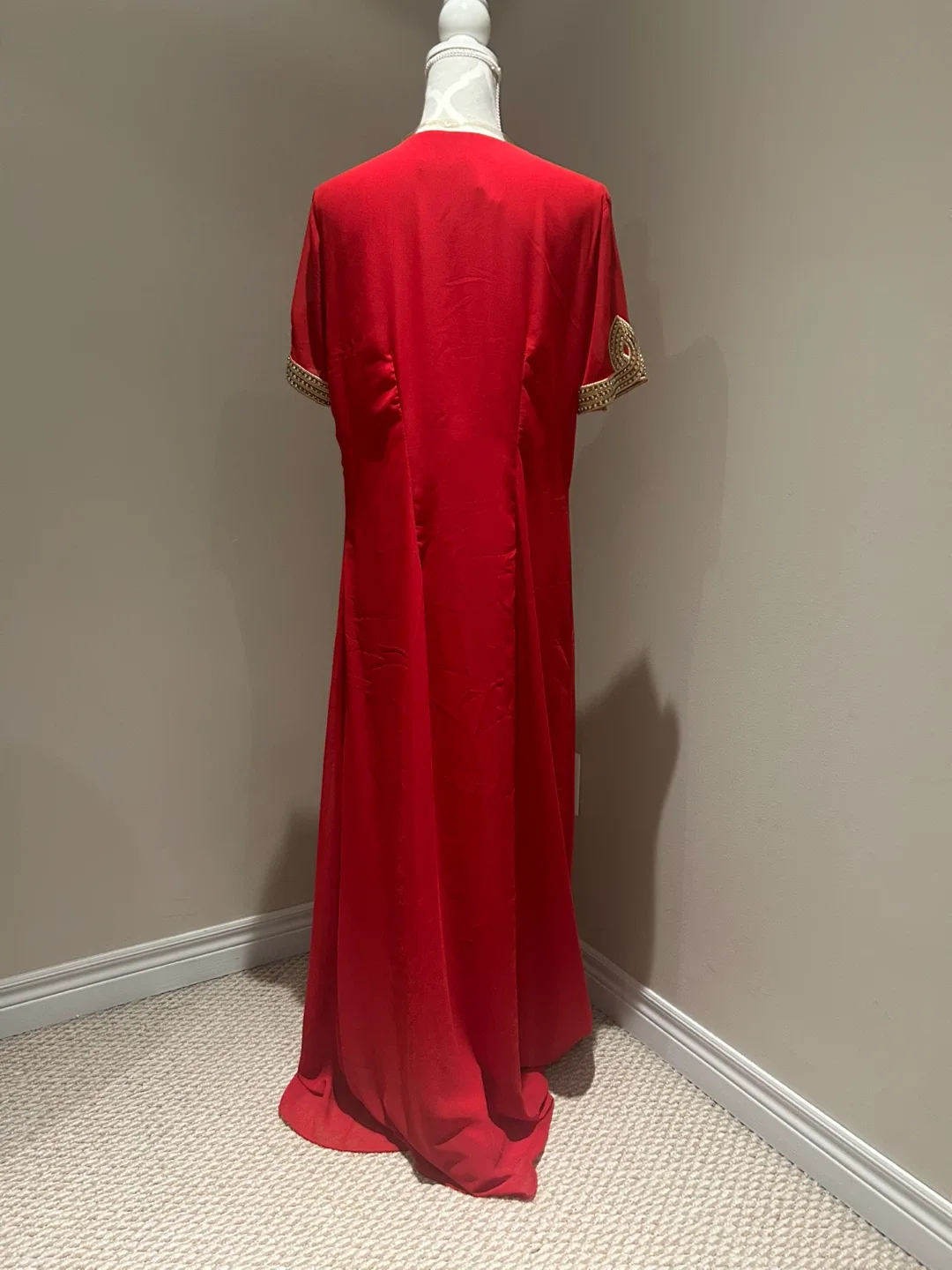 Red Embroidered Maxi Dress image indicator(2)