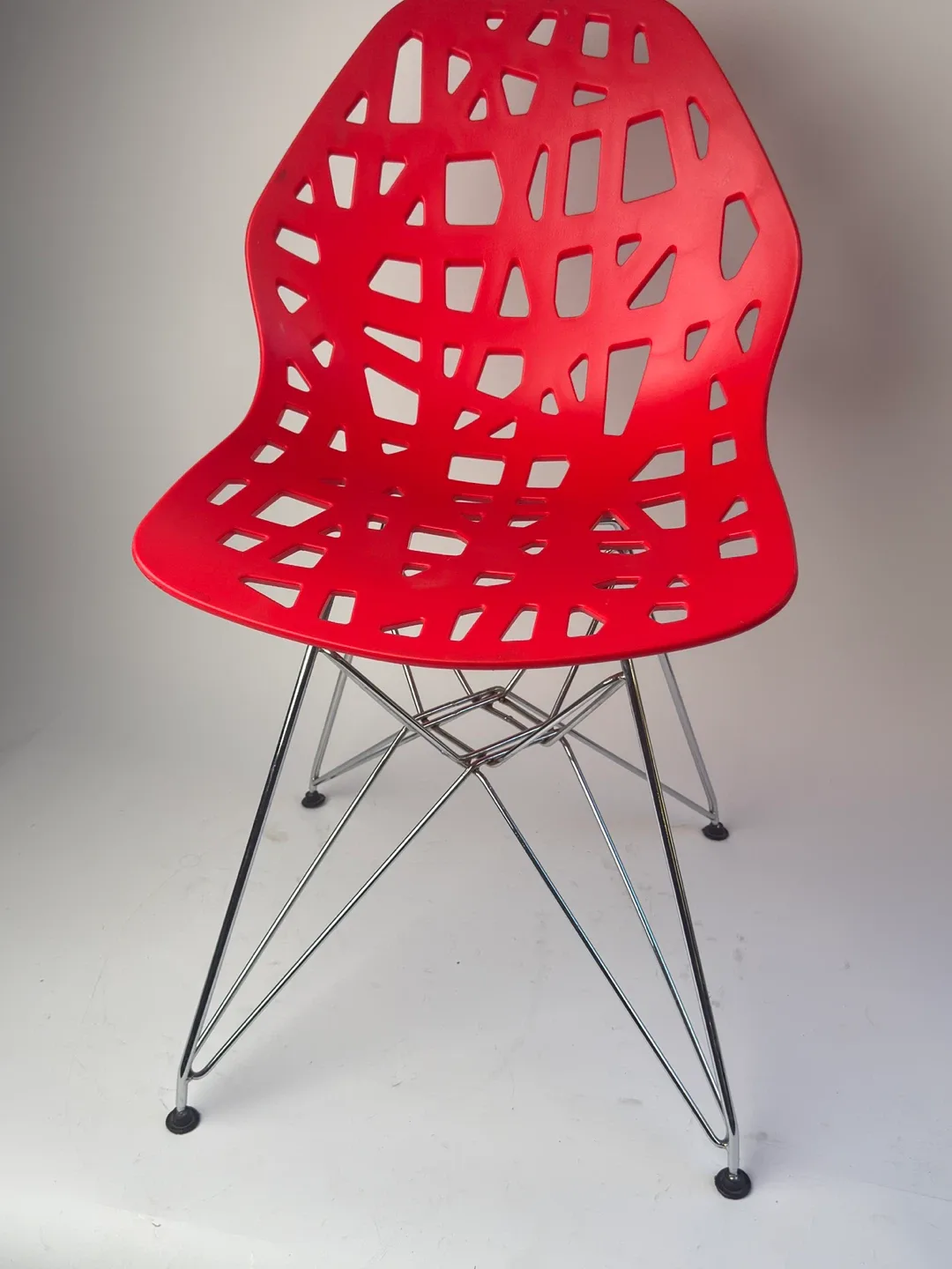 Red Modern Chair with Chrome Legs thumbnail