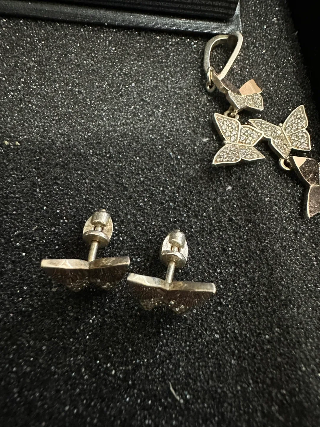 Butterfly pendant & Earrings Set Sterling silver 925 and gold image indicator(3)