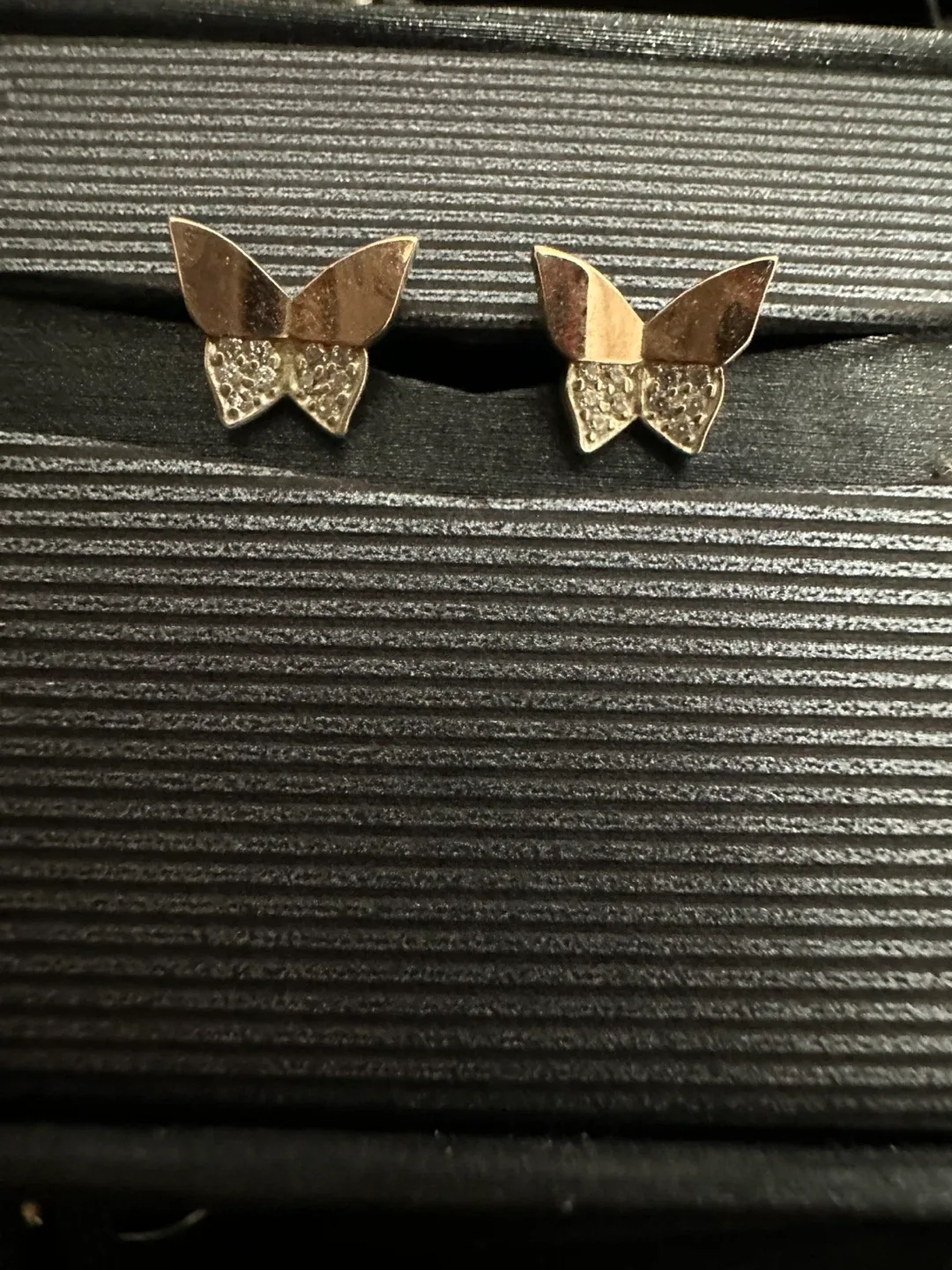 Butterfly pendant & Earrings Set Sterling silver 925 and gold image indicator(2)