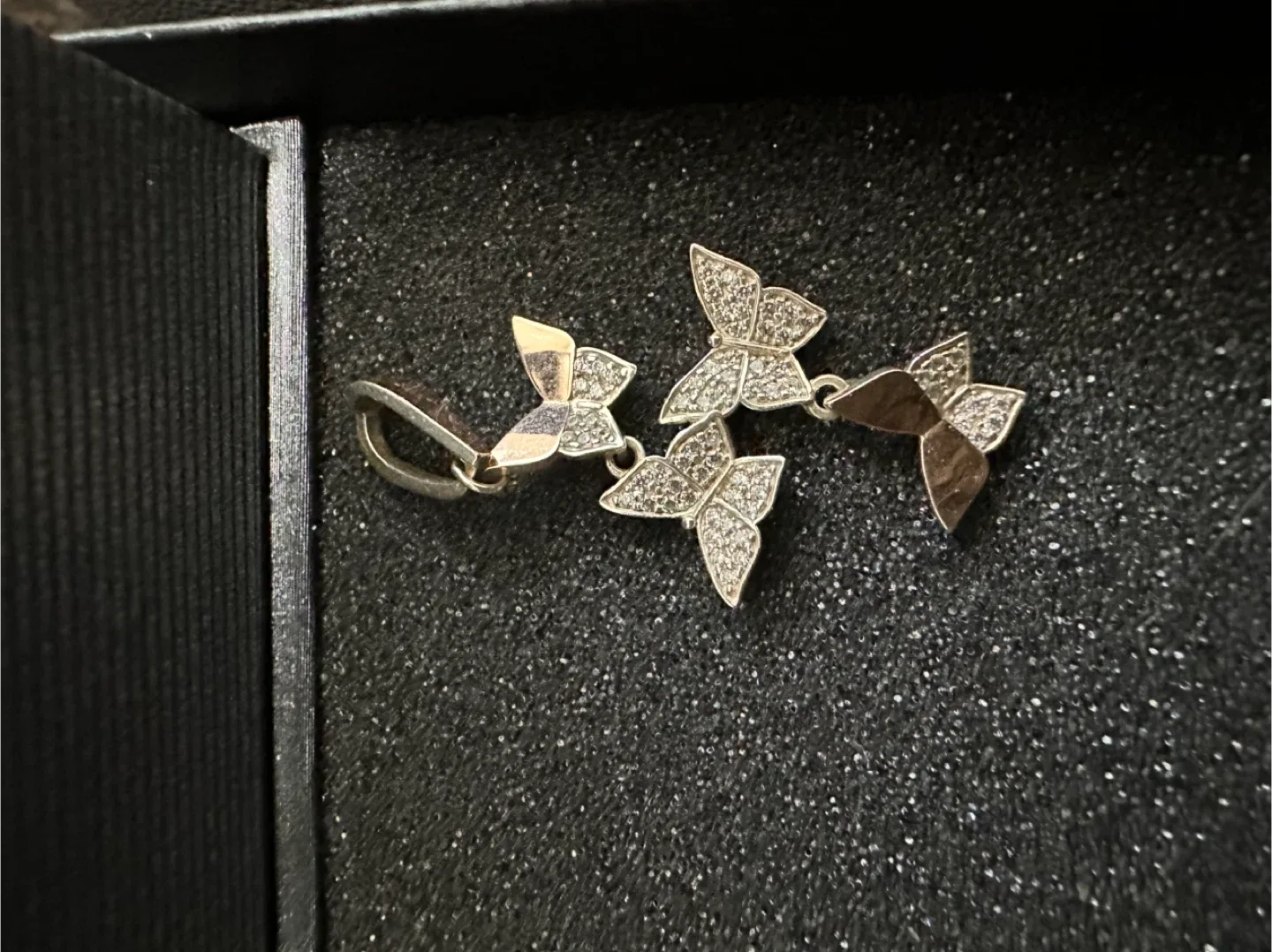 Butterfly pendant & Earrings Set Sterling silver 925 and gold image indicator(4)