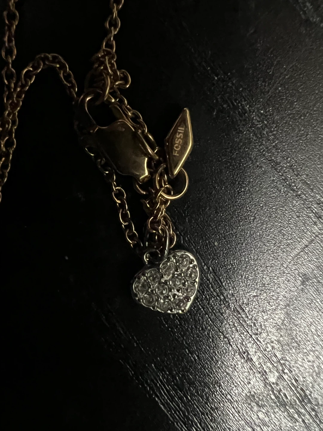 Fossil Gold Necklace with Heart Charm - photo 2