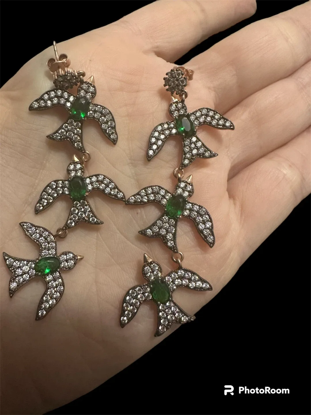 Bird Drop Earrings Sterling silver 925 thumbnail