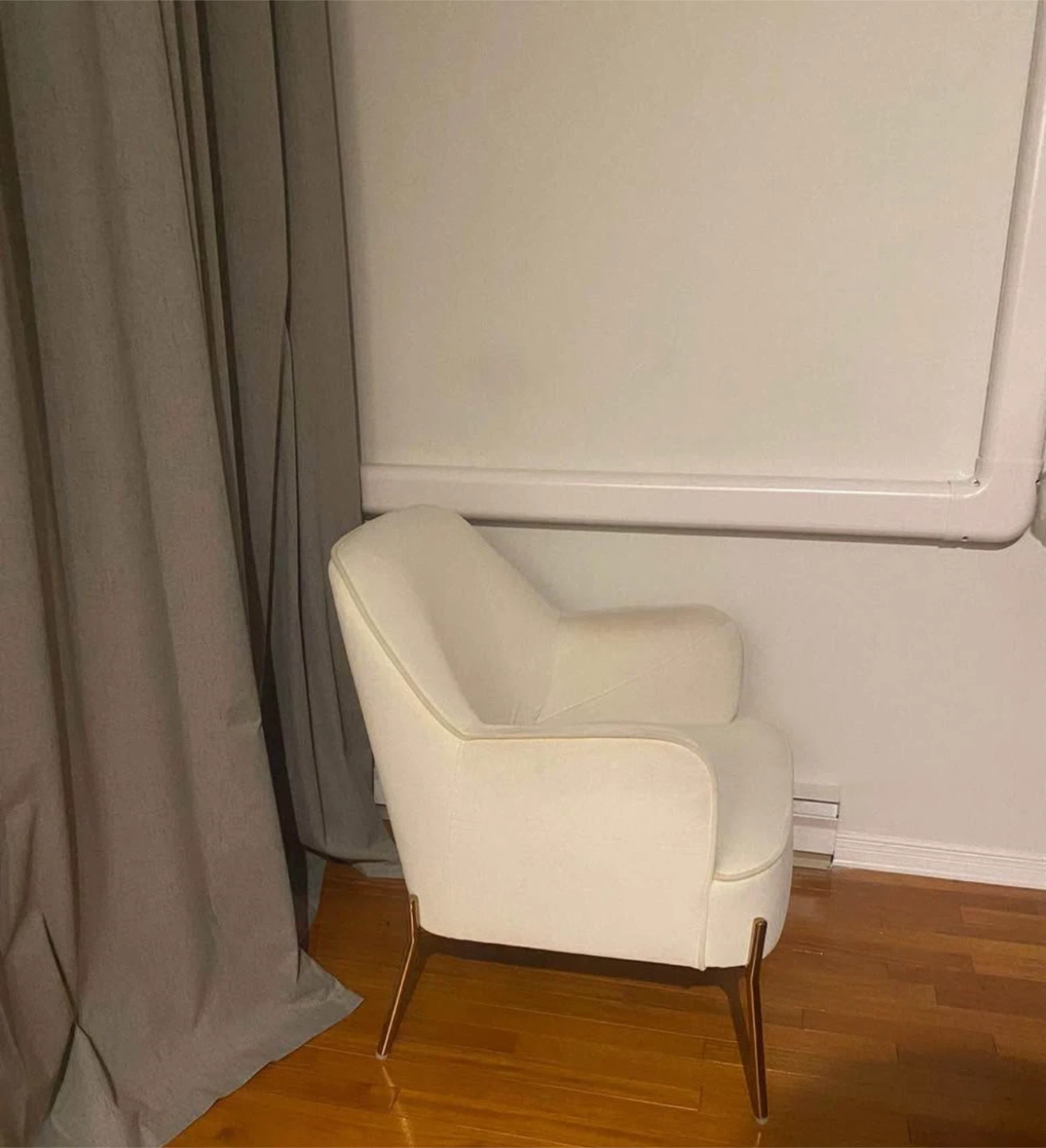 Cream Accent Chair with Gold Legs - photo 2