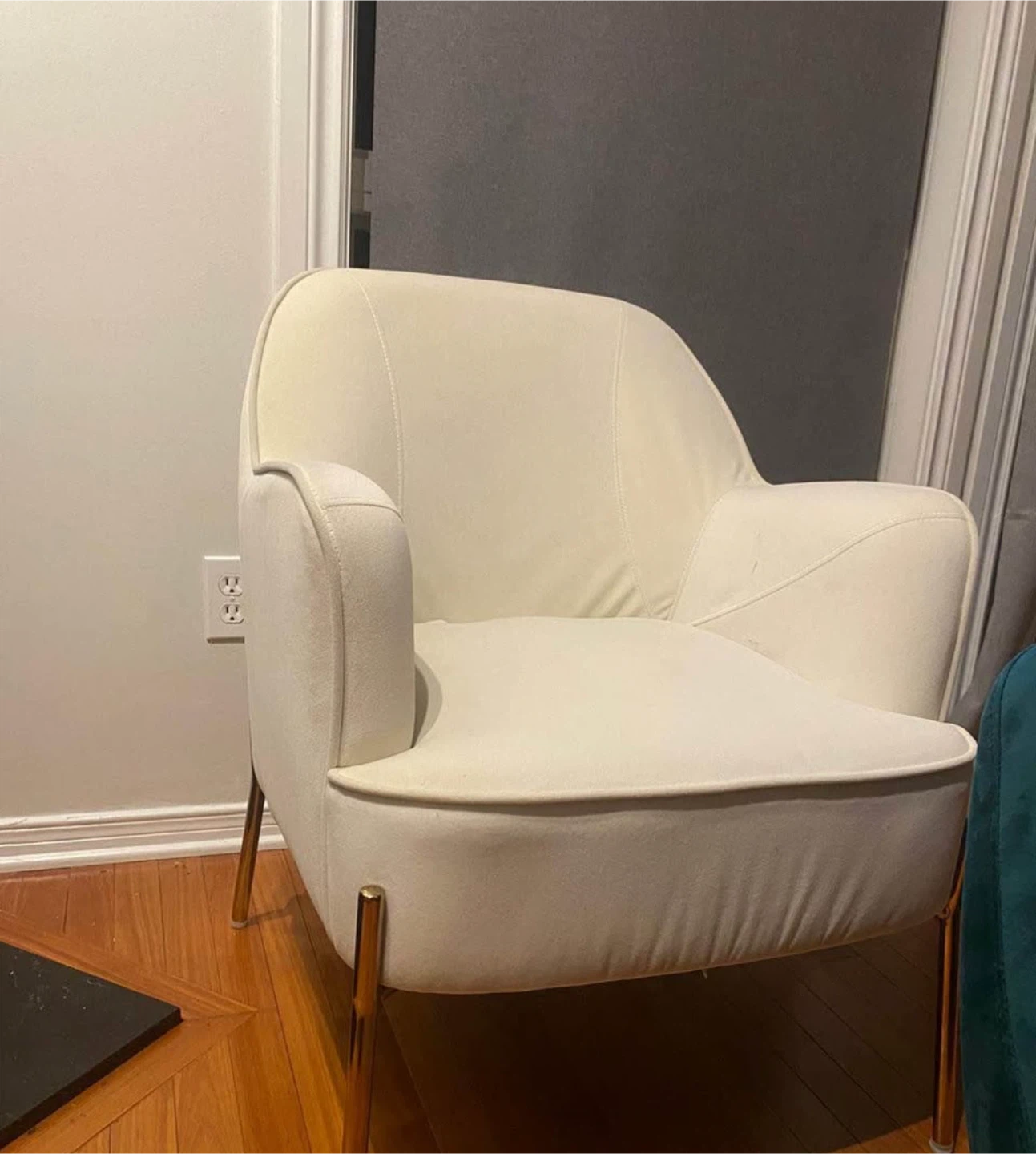 Cream Accent Chair with Gold Legs