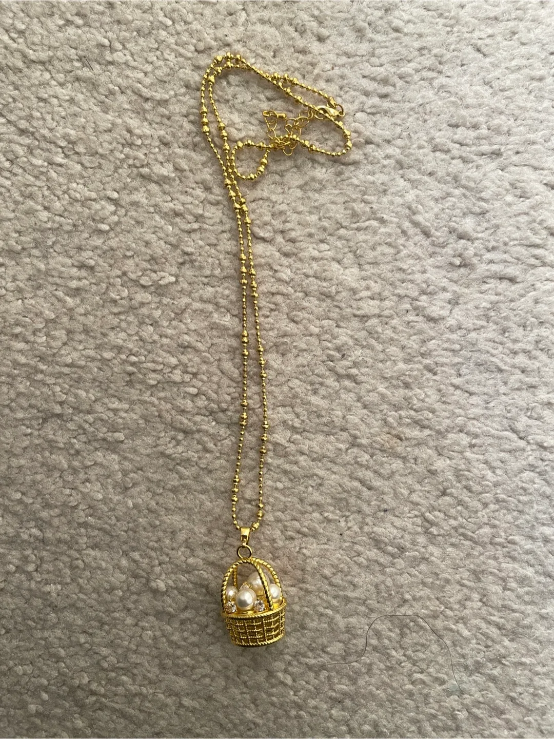 Gold Basket Pearl Necklace image indicator(2)